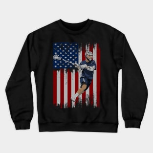 lacrosse american flag Crewneck Sweatshirt